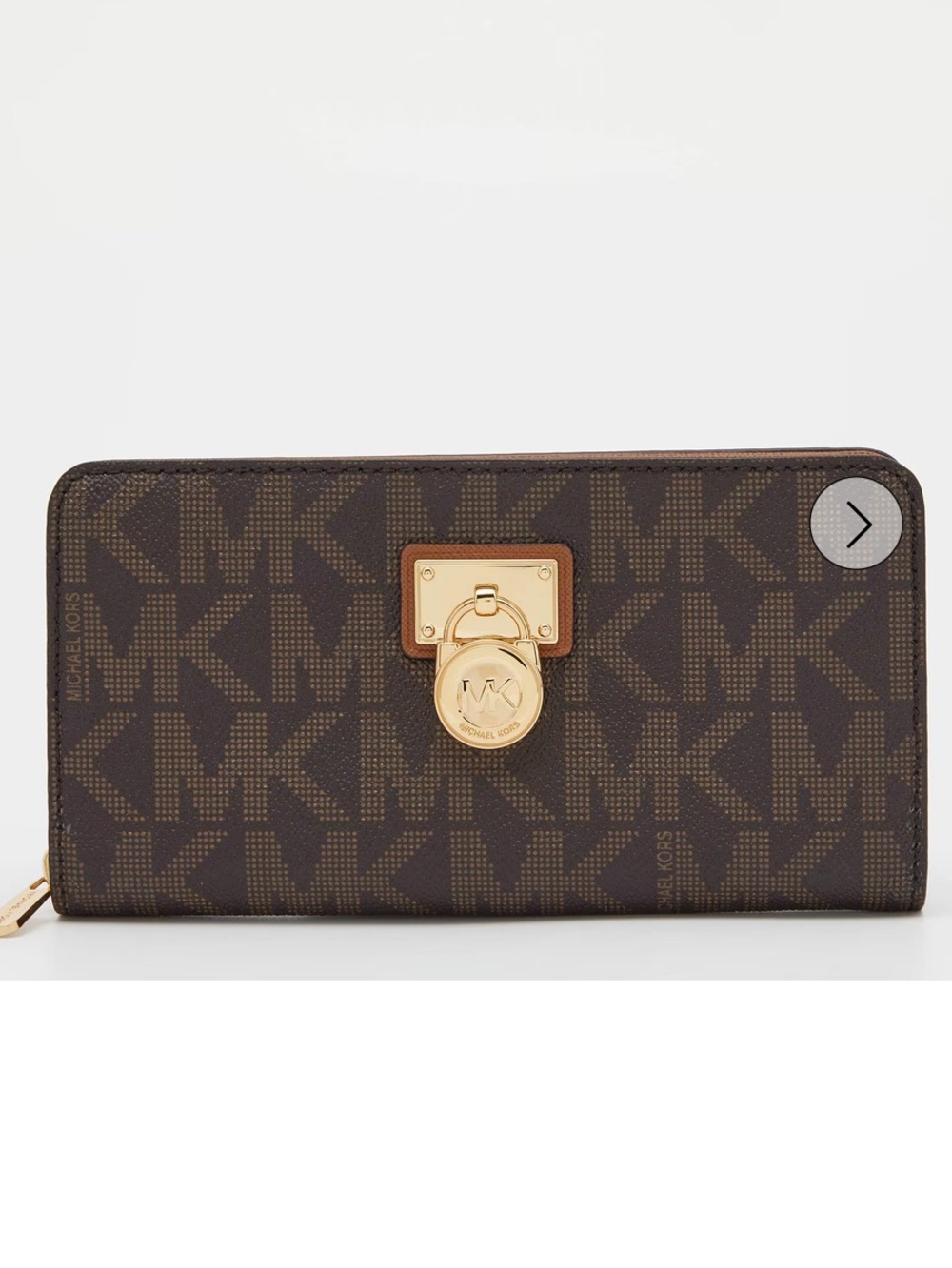 Michael Kors Brown Signature Coated Canvas Zip Around Wallet